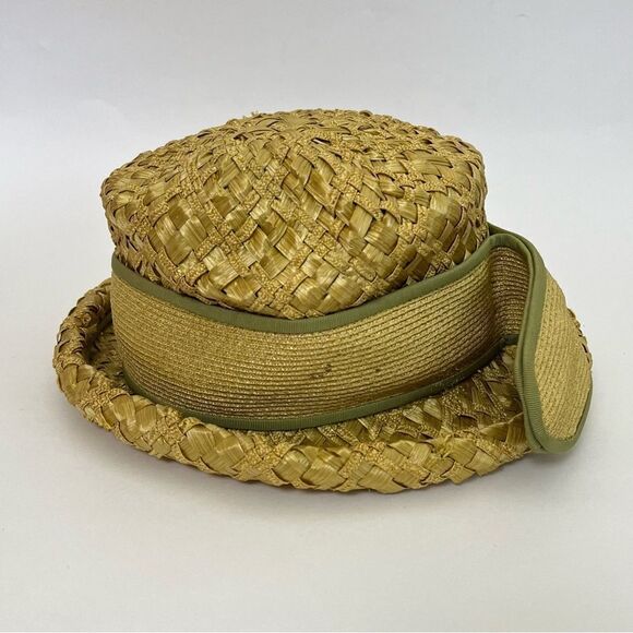 Vintage 60s YSL Yves Saint Laurent Straw Raffia Basket Weave Paris Chic Brim Hat main image 12